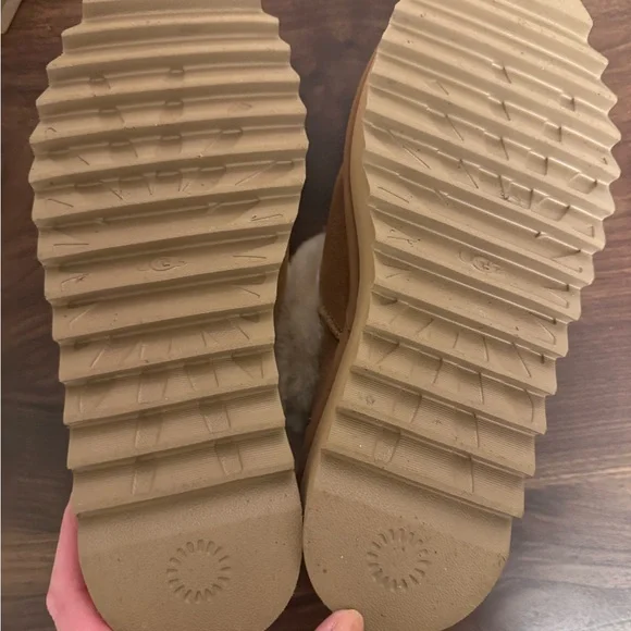 UGG Tan Suede Fur-Lined Slippers - Picture 6 of 6